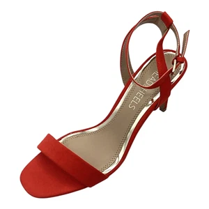 Head Over Heels Womens Red Faux Suede High Heel Shoes Sandals Size UK 7 New - Picture 1 of 8
