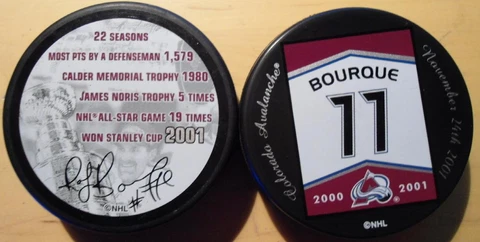 RAY BOURQUE  PUCK   NOVEMBER 24th 2001 COLORADO AVALANCHE  FREE SHIPPING Cover