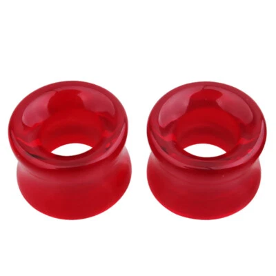 2pcs Hollow Glass Double Flared Saddle Flesh Tunnel Ear Plug Stretcher 8mm-16mm — 第 1/4 张图片