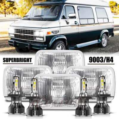4pcs '' LED Headlights Hi/Lo For Chevrolet G10 G20 G30 1992-1995* - Image 1 of 4