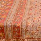 Sanskriti Vintage Sarees Red Quilting Felting Craft Fabric Pure Silk Print Sari 