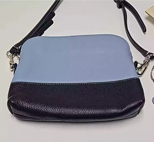 Draper James blue leather crossbody purse 3 pockets excellent condition - Picture 1 of 9