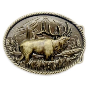 Moose Elk Deer Belt Buckle Western Cowboy Native American Motorcyclist (YDR-1-G) - Picture 1 of 2