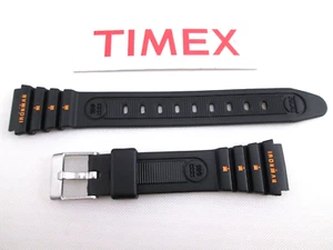 Timex Ironman 15mm lady's, kid's, black rubber watch band orange imprints NOS - Picture 1 of 5