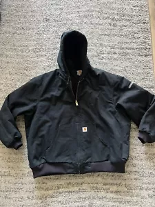 Carhartt J131 BLK Men's Hooded Duck Canvas Lined Jacket 3XL,USA Made, EXTRA LOGO - Picture 1 of 4