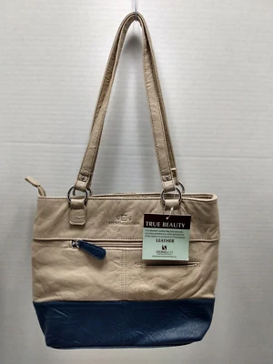 Stone & Co. Bolso de Hombro de Cuero Irene Tote #67201 Color Azul Marino Chino Nuevos Defectos Foto 1 de 4