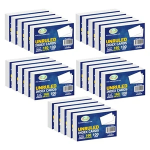 2500 pcs White Unruled Index Cards 5" x 3" Memo Jotter Block Note Cards Office - Imagen 1 de 15