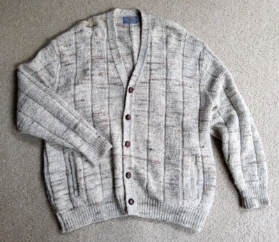 Vintage 70s Pendleton 100% Virgin Wool Cardigan Beige Sweater Men's Size 2x USA - Image 1 of 4