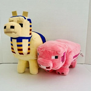 Minecraft Llama And Pig Plush Mattel Stuffed Animal Beige Cobalt Blue 9" - Picture 1 of 15