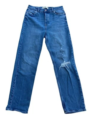 Next Blue Women Slim High Rise Distressed Thick Denim Jeans UK 14R EUR 42* - Image 1 of 4