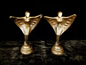 RARE ART DECO MATCHING PAIR OF WINGED BAT WOMEN FIGURINES – CIRCA 1930 - Picture 1 of 12