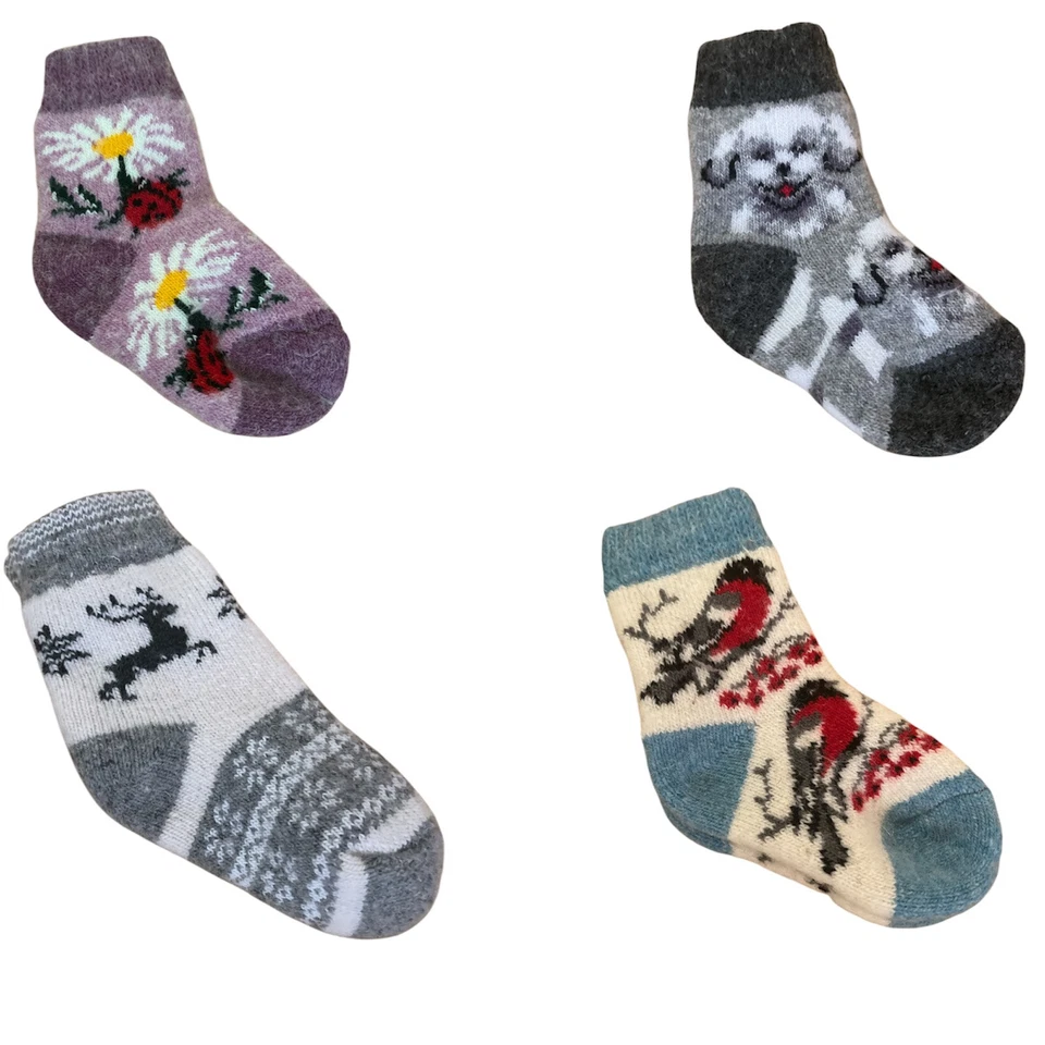 Calcetines Lana Hechos a Mano Invierno 3-4T Tejido Suave Cálido Natural Niño Pequeño Niños Navidad Foto 1 de 1