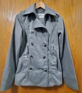 Obey Women's Double-Breasted Jacket Pea Coat Size XS Gray Wide Collar - Picture 1 of 16