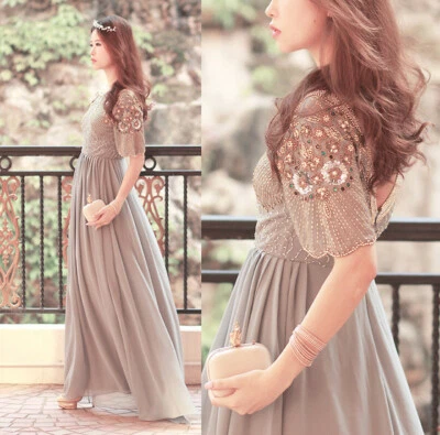 Virgos Lounge Gris Raina Vestido Fiesta Boda UK12 EUR40 US8 - Imagen 1 de 4