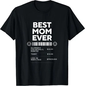 Best Mom Funny Receipt Graphic Cute Mother's Day Gift Idea T-Shirt - Picture 1 of 4