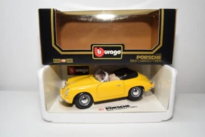 B39 1:18 BBURAGO BURAGO 3031 PORSCHE 356 B CABRIOLET 1961 GIALLO NUOVO CON SC... - Immagine 1 di 4