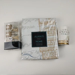 Avanti Home Stoff Duschvorhang, Haken, Becher, Paris Frankreich Eiffel Triomphe - Bild 1 von 13