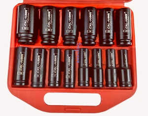 Juego de enchufes de impacto profundo cromado molibdeno de 1/2" de unidad - métrica, 6 puntos con estuche - Imagen 1 de 5