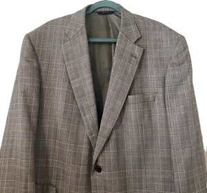 Brooks Brothers 1818 Madison Suit Jacket Mens Size 46L Glen Plaid Wool Silk Gray - Picture 1 of 21