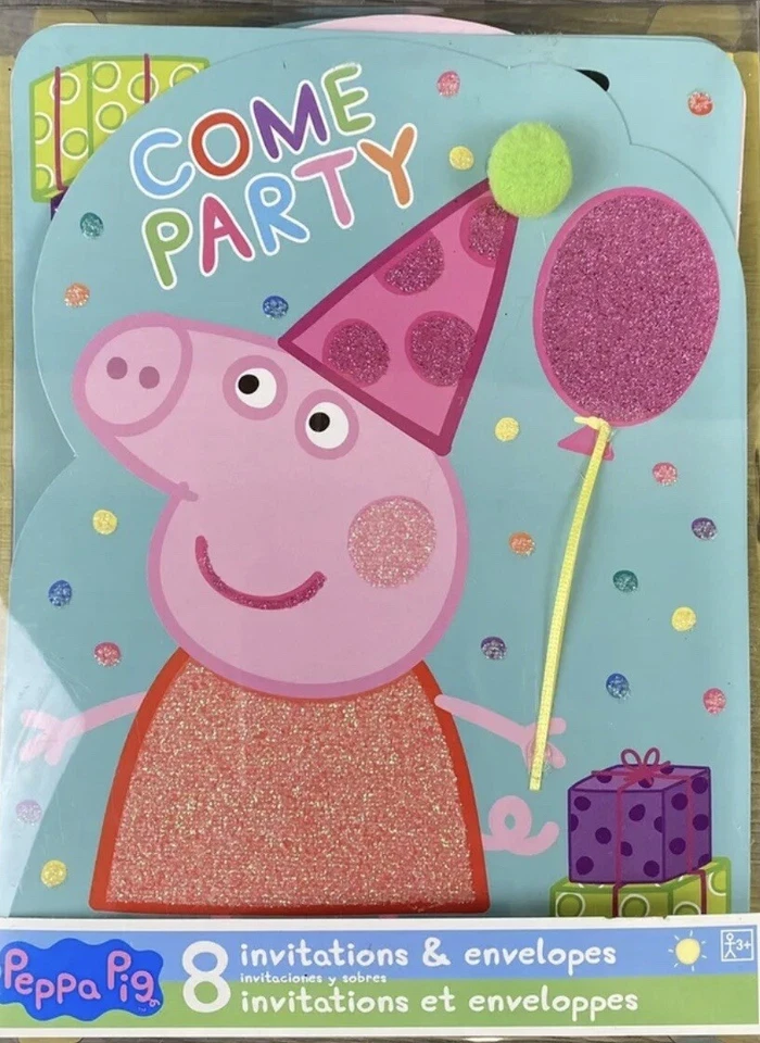 Peppa Pig “Come Party” Invitaciones/Sobres Fiesta Cumpleaños 8CT Foto 1 de 1