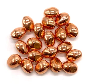 Spacer Beads Bright Rose Gold Acrylic 13mm Twisted Oval 2 mm Hole 60 Pieces - Picture 1 of 4