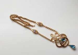 Bergdorf Goodman Gold Plated Multicoloured Crystal Y Drop Pendant Necklace - Picture 1 of 6