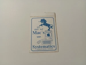 Macs von Systematics Vintage Aufkleber Deutschland Apple Reseller Aktion 1980er - Bild 1 von 3