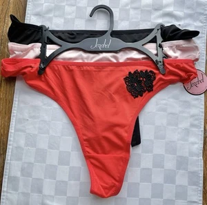 Jezebel 3 Pack Polyester Spandex Thong Red, Light Pink & Black Brand New Size XL - Picture 1 of 10