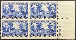 U.S. Scott #982, P.B. of 4, Washington & Lee 200th Anniversary, F-VF, MNH - Picture 1 of 2