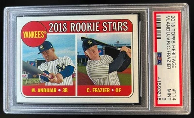 2018 Topps Heritage Yankees Rookie Stars Clint Frazier Miguel Andujar #114 PSA 9 - Imagem 1 de 2