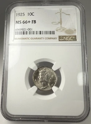 1925 Mercury Dime 10c NGC MS 66+ FB- Insanely Nice Full Band Dime Pop of 4! - Image 1 of 4