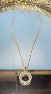 Beautiful 925 Italy Necklace & 925 Round Charm Green Stones Sparkling - Picture 1 of 11