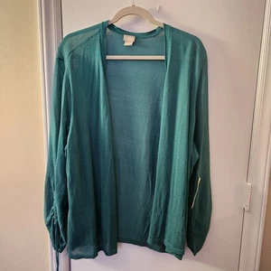 NWT Chicos Open Cardigan Size 4 (XXL) Ruched Semi Sheer Lightweight Cover Up - Picture 1 of 6