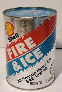Vintage Shell Fire & Ice Oil 1 Quart Can Sealed 100% Full Can - Picture 1 of 5