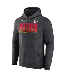 Kansas City Chiefs Fanatics 2024 NFL Playoffs Fleece Hoodie Size XL Charcoal  - Picture 1 of 7