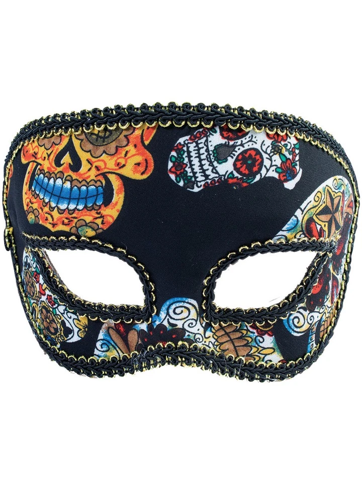 Day Of The Dead Skull Venetian Party Half Mask Costume Accessory - Image 1 of 1