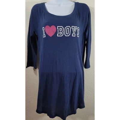 Top para dormir Forever 21 azul blanco I Heart para niños grande ligero elástico suave Foto 1 de 4