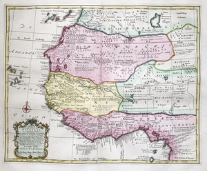 África Occidental Mauritania Guinea Sahara Senegal Sierra Leona mapa mapa Bachiene - Imagen 1 de 1