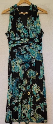 Evan Picone Size 8 Wrap Halter Dress Sleeveless Women's Jersey Floral 0834 - Image 1 of 4