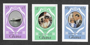 MNH Imperforate set 3 stamps 1981 Ghana Royal Wedding Charles & Diana - Picture 1 of 2
