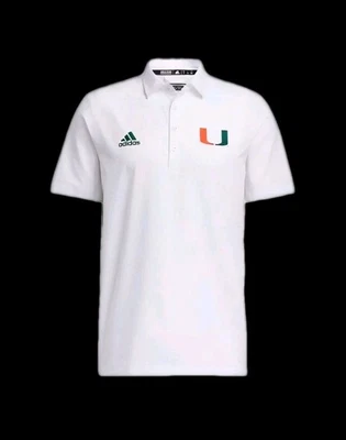 Camisa polo masculina Adidas HN5642 NCAA Miami Hurricanes Stadium Coaches 2XL nova com etiquetas - Imagem 1 de 2