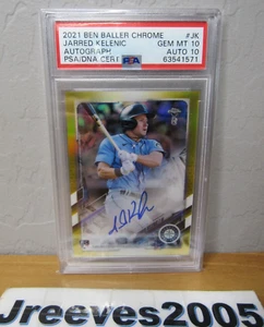 2021 Topps Chrome x Ben Baller Jarred Kelenic RC # JK - Gold Auto /50 - PSA 10 - Picture 1 of 4