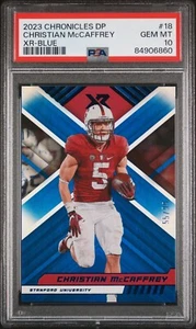 2023 Christian McCaffrey Chronicles DP XR-Blue #18 Numbered 55/99 PSA 10 - Picture 1 of 3