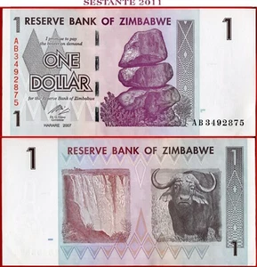 Simbabwe 1 Dollar 2007 P 65 Stempelglanz kostenloser Versand ab 100$ - Bild 1 von 3