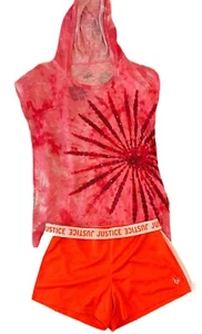 Original Justice Girl’s Size 16 Hooded Tie Dye Top And Dolphin Shorts - Picture 1 of 2