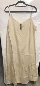 Ladies River Island Stone Nude Cream Light Cotton Summer Maxi Dress Size 16 -£28 - Picture 1 of 5