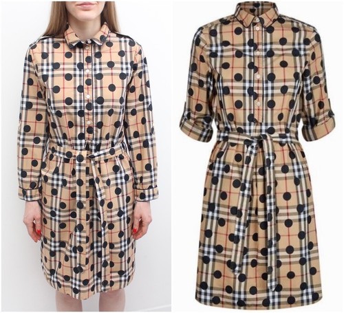 Camicia donna BURBERRY RARA a pois cintura abito a pois taglia US10 UK12 ~M