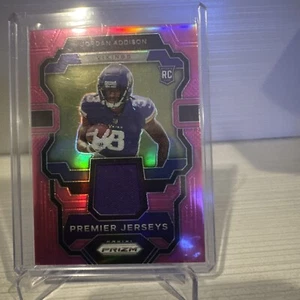 2023 Prizm NFL Jordan Addison #PJ-JA Premier Jerseys Patch - Pink - RC - Vikings - Picture 1 of 2