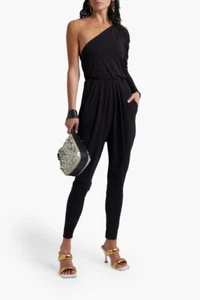 ISABEL MARANT Malesia Black One Shoulder Stretch Knit Draped Jumpsuit 34/0/2 - Picture 1 of 3