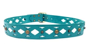 Vintage Nyovee Joed Diamond Cut Out Leather Belt. Size 34 - Picture 1 of 9